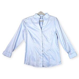 Seidensticker | Blouse | Women's | EU 42 | Light Blue | Slim Fit Funnel Neck